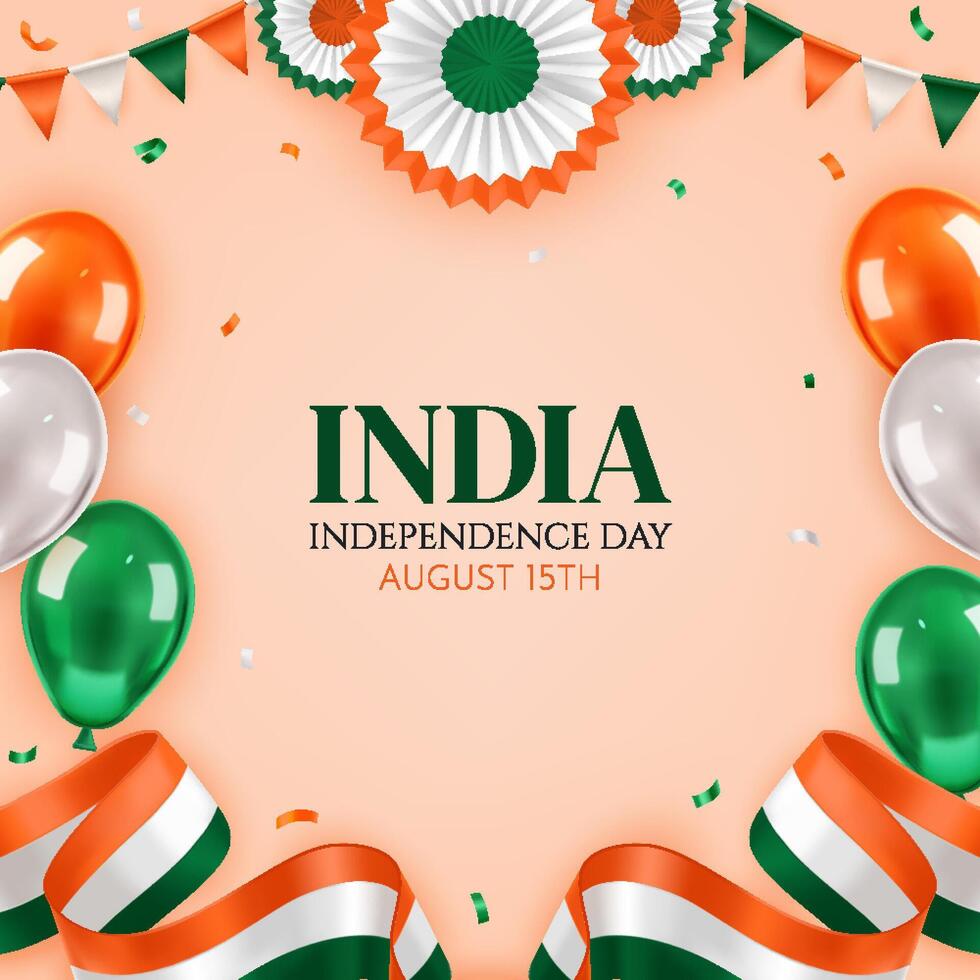 India Independence Day Celebration Background with Balloons vector