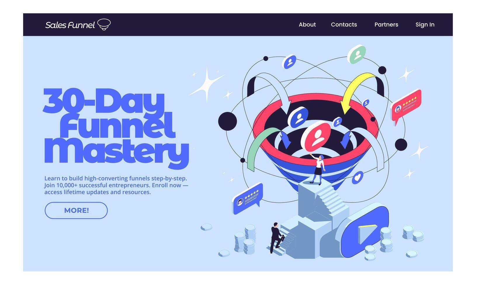 30-Day Funnel Mastery course illustration vector