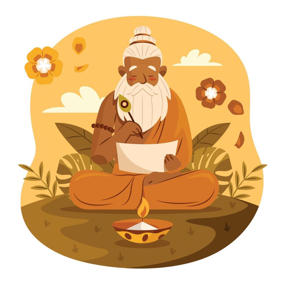 Sage writing in peaceful nature setting vector