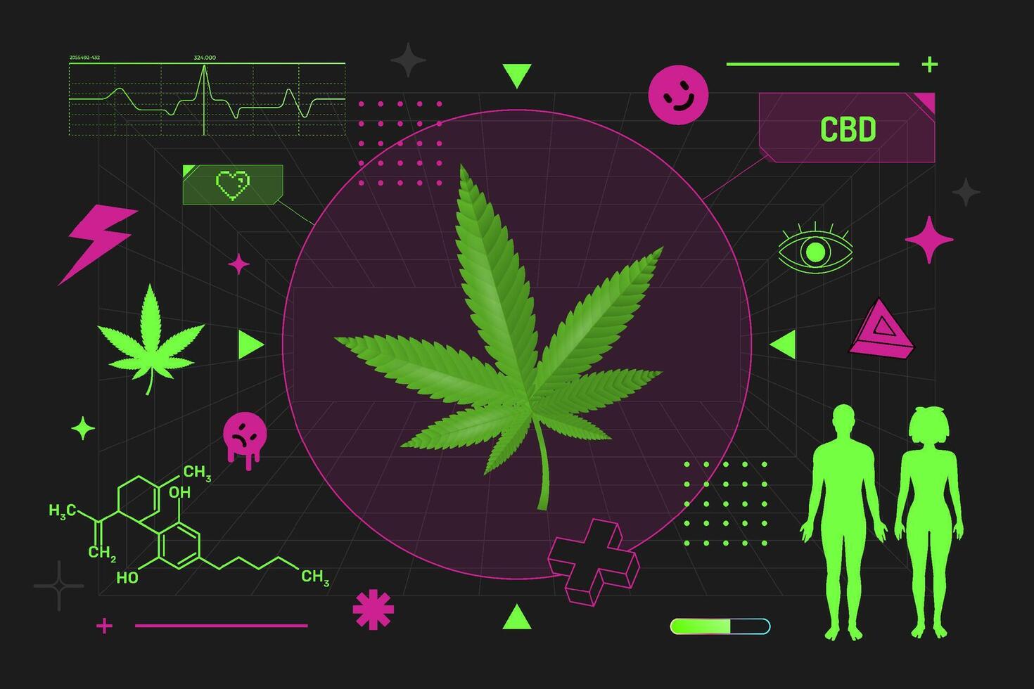 CBD Infographics with Marijuana Leaves vector