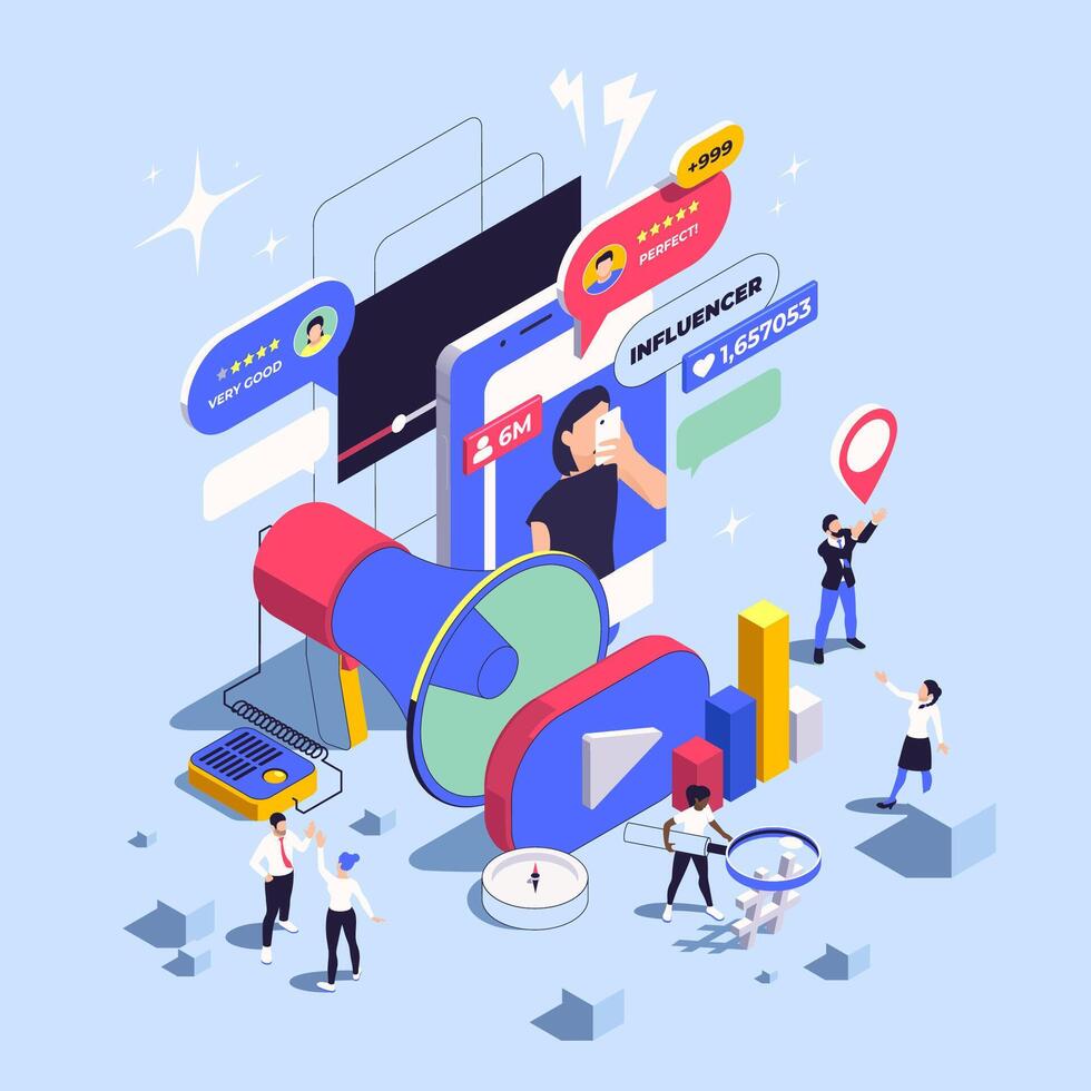 Digital marketing influencers illustration vector