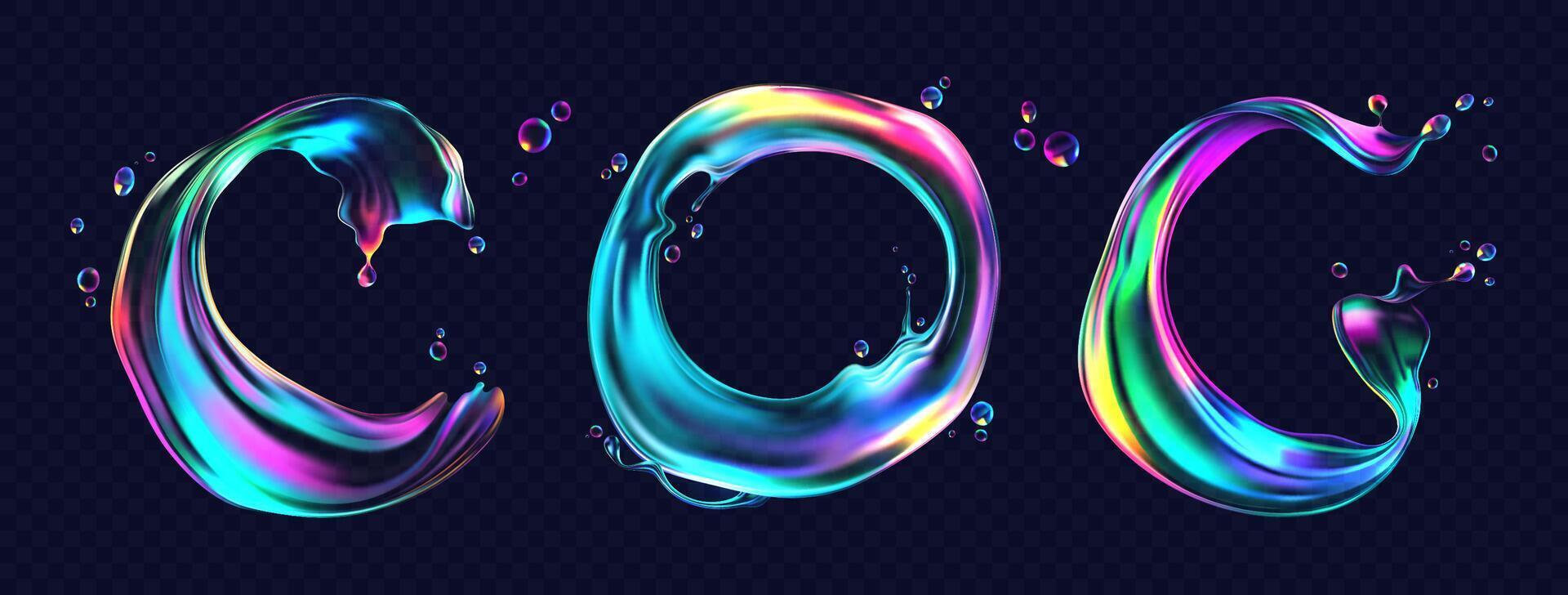 Colorful liquid letters with bubbles vector