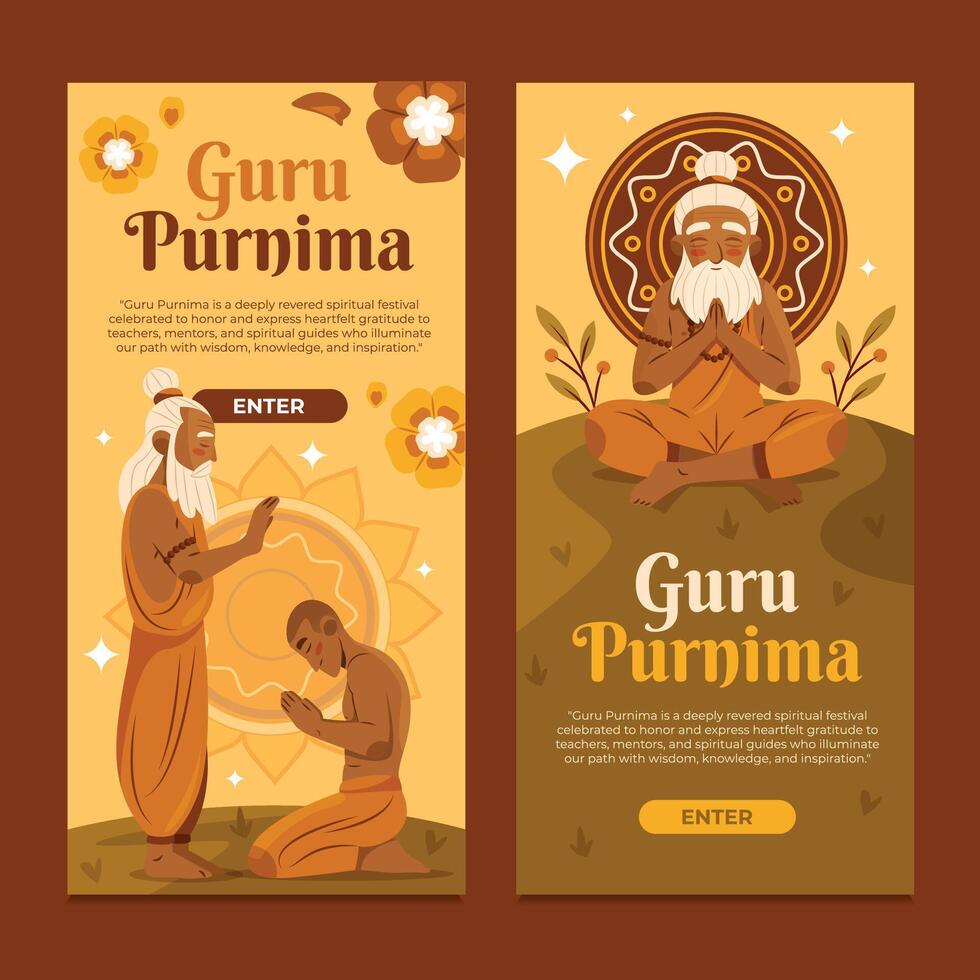 Guru Purnima Spiritual Celebration Vertical Banners Collection vector