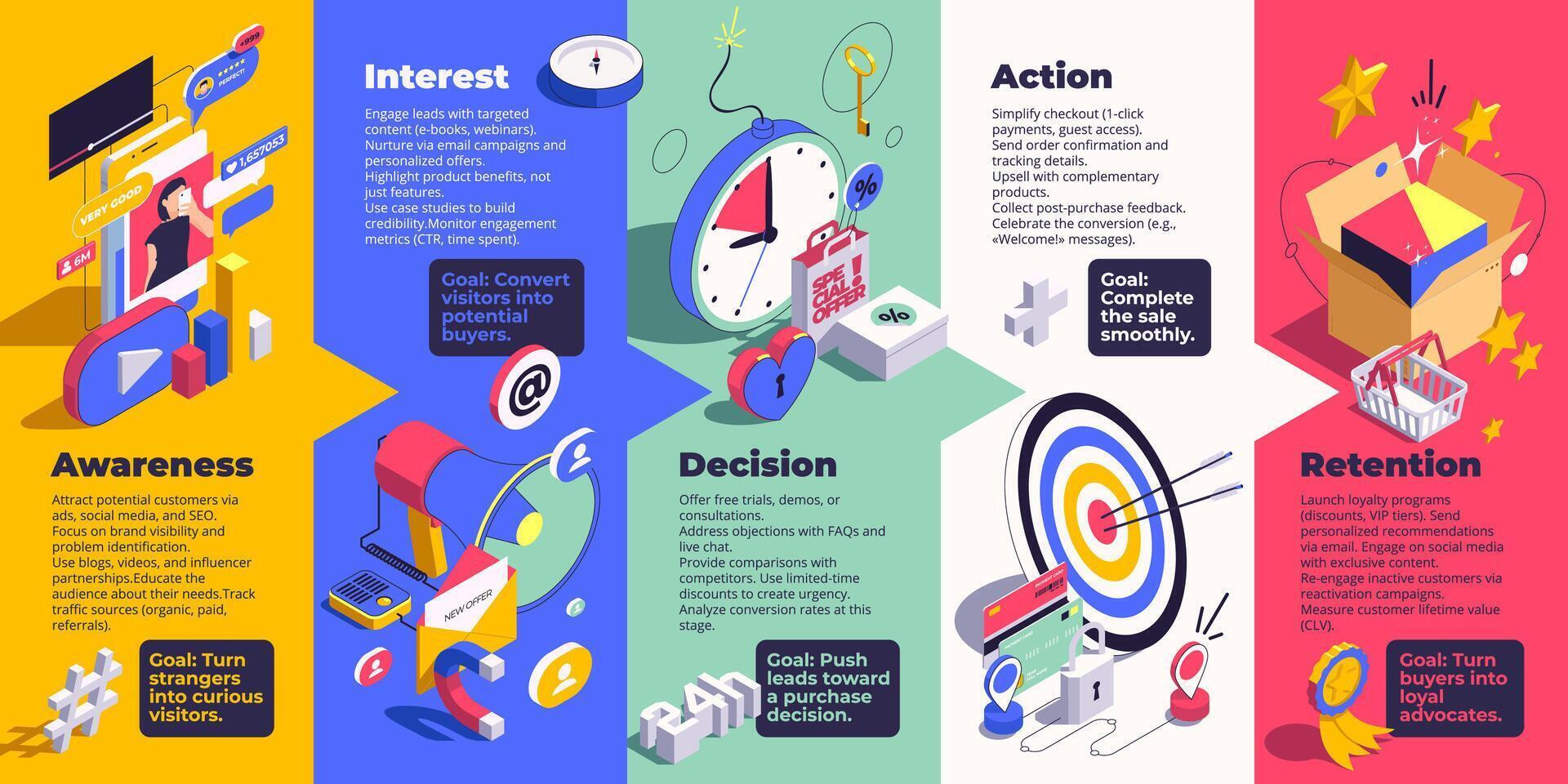 Sales Funnel Isometric flowchart vector