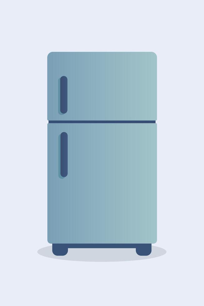 A refrigerator is shown in a flat style vector