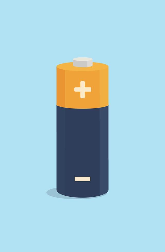 An illustration of a battery with a yellow and orange top vector
