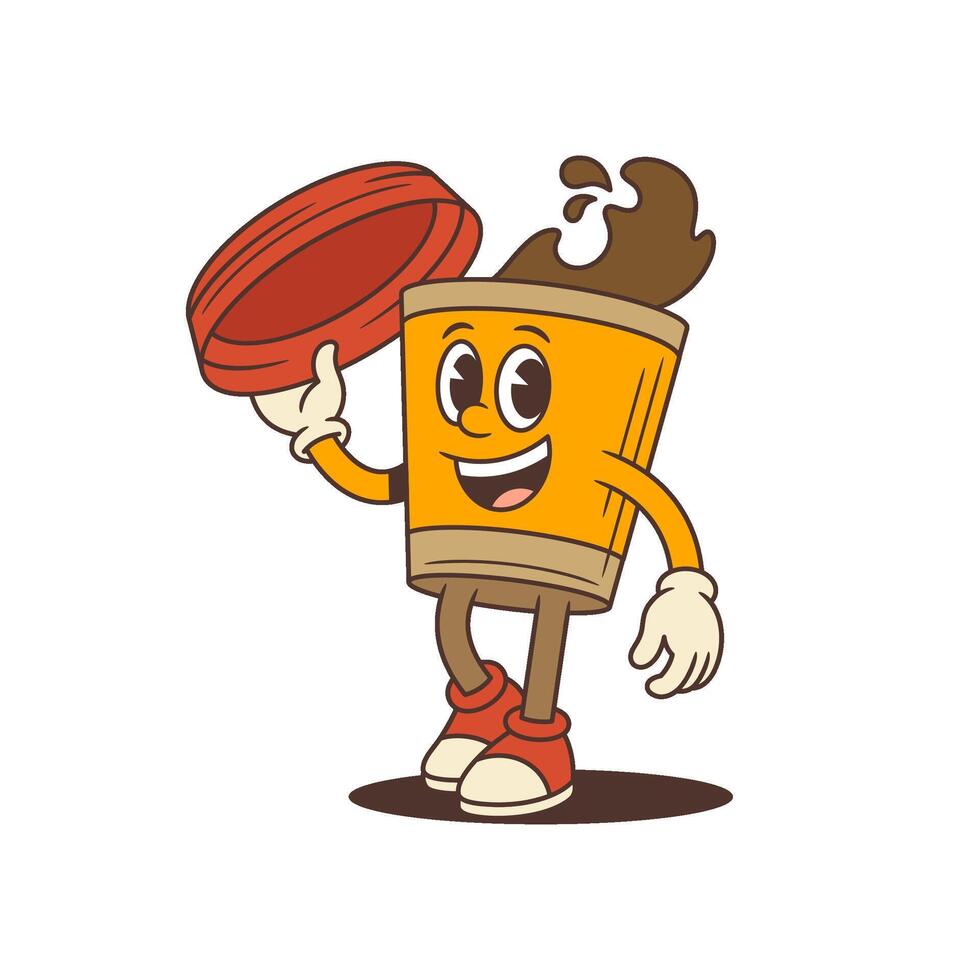 Cheerful Coffee Cup Mascot Playfully Tipping Lid Illustration vector