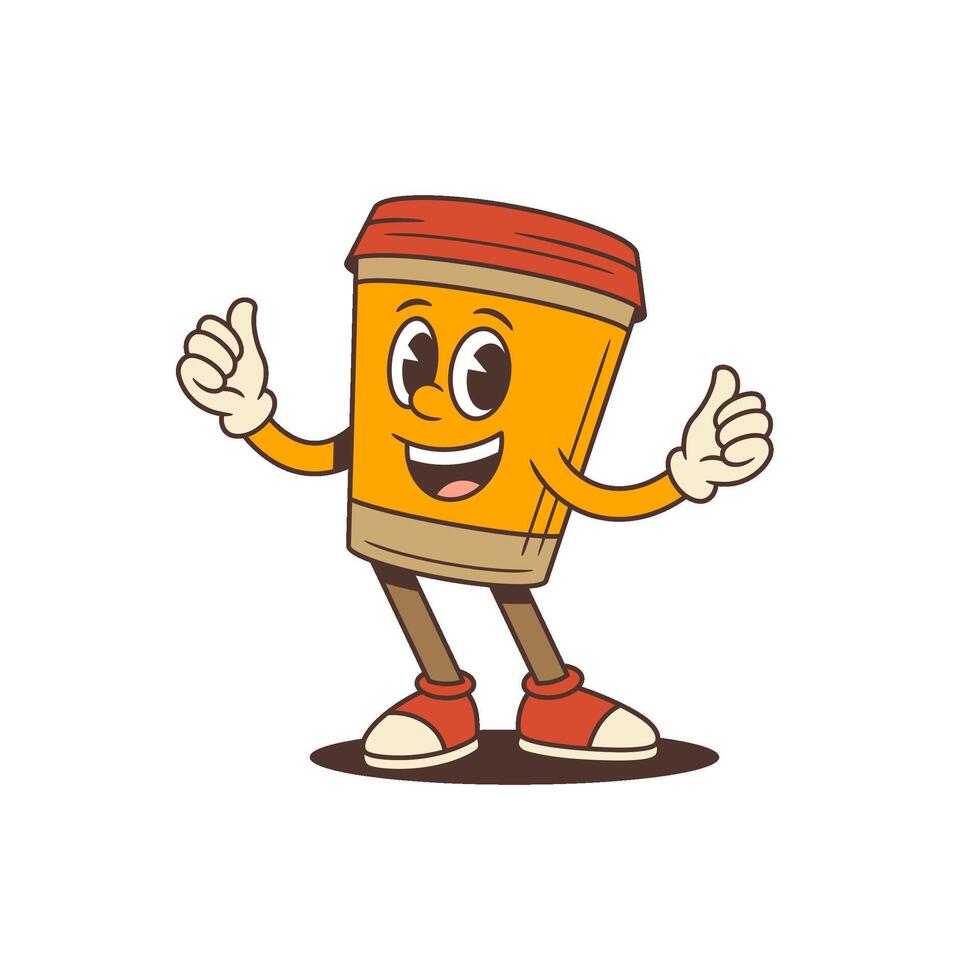 Cheerful Coffee Cup Mascot Welcoming With Open Arms Illustration vector