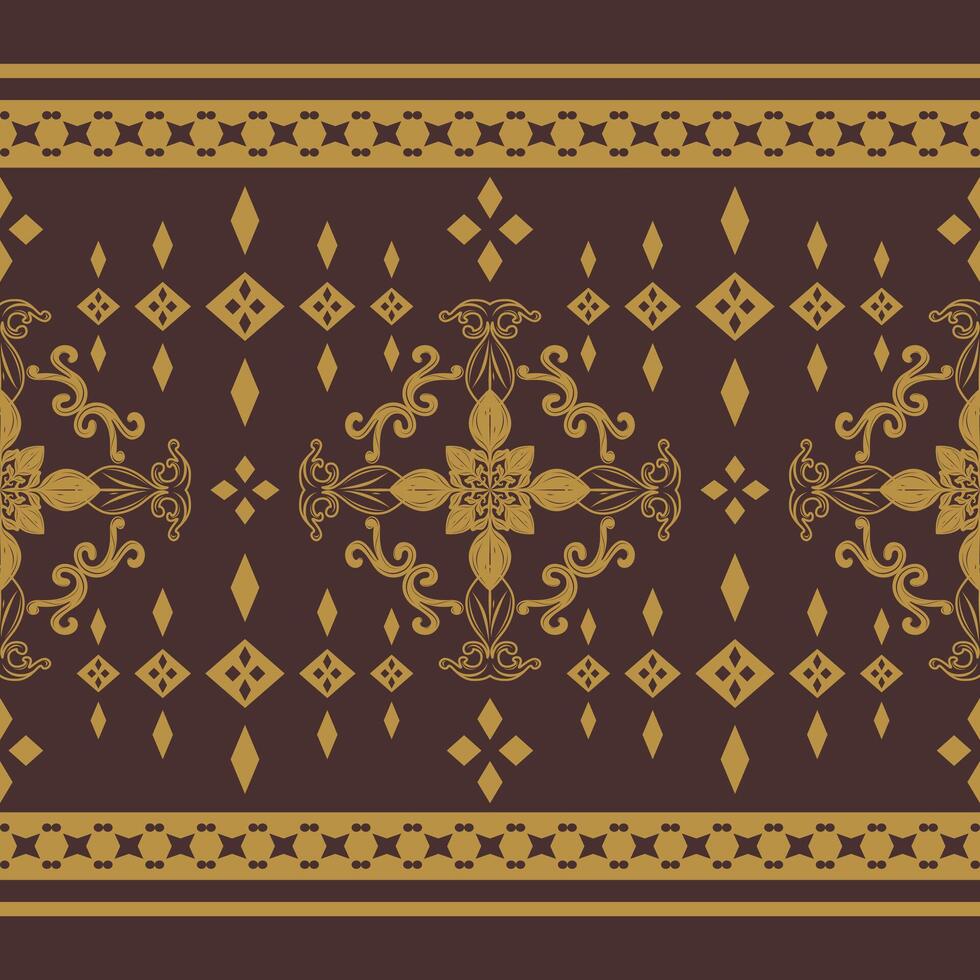 Traditional Flourish Scroll Ornament Geometric Luxury Design Medieval Border Pattern Golden Silk Filigree Element Brown Background. Beautiful Delicate Victorian Style for Embroidery Palace Royal Silk vector