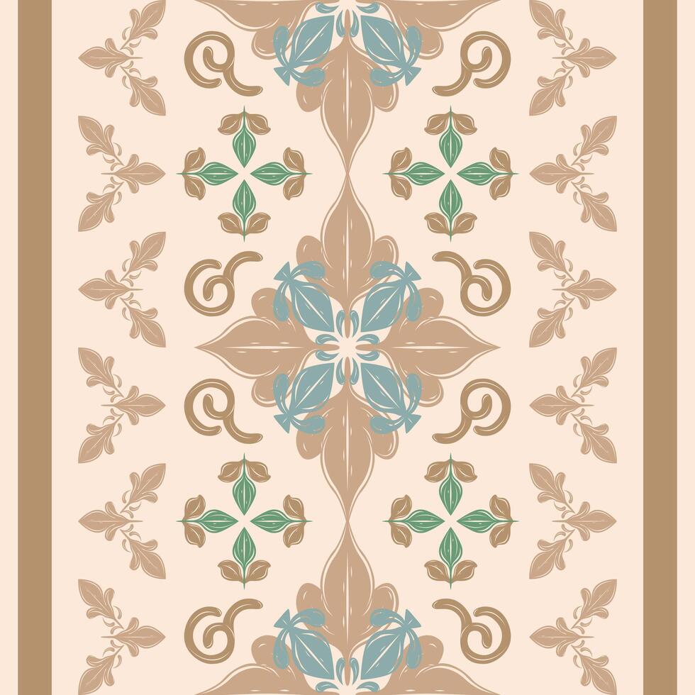 Vertical floral panel design featuring soft botanical elements in pastel green and muted blue. Perfect for wedding invitations, fabric print, classic packaging design, silk, handicraft, wallpaper, rug vector