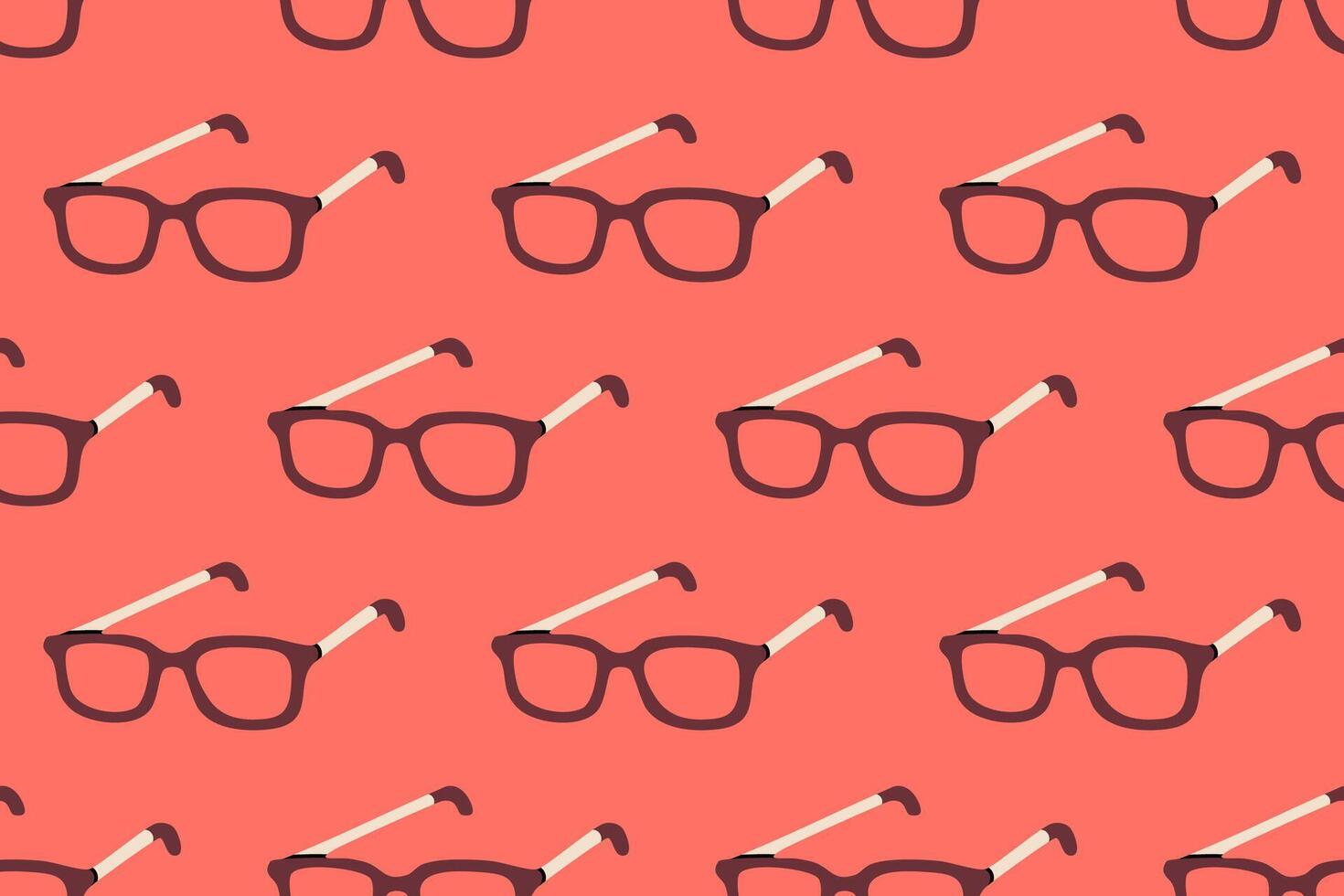Seamless pattern with reading glasses on coral background, great for school, creativity, and learning themes vector