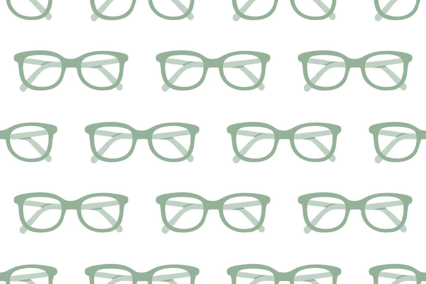 Seamless pattern of reading glasses on white background, ideal for vision care, education, and reading-related visuals vector
