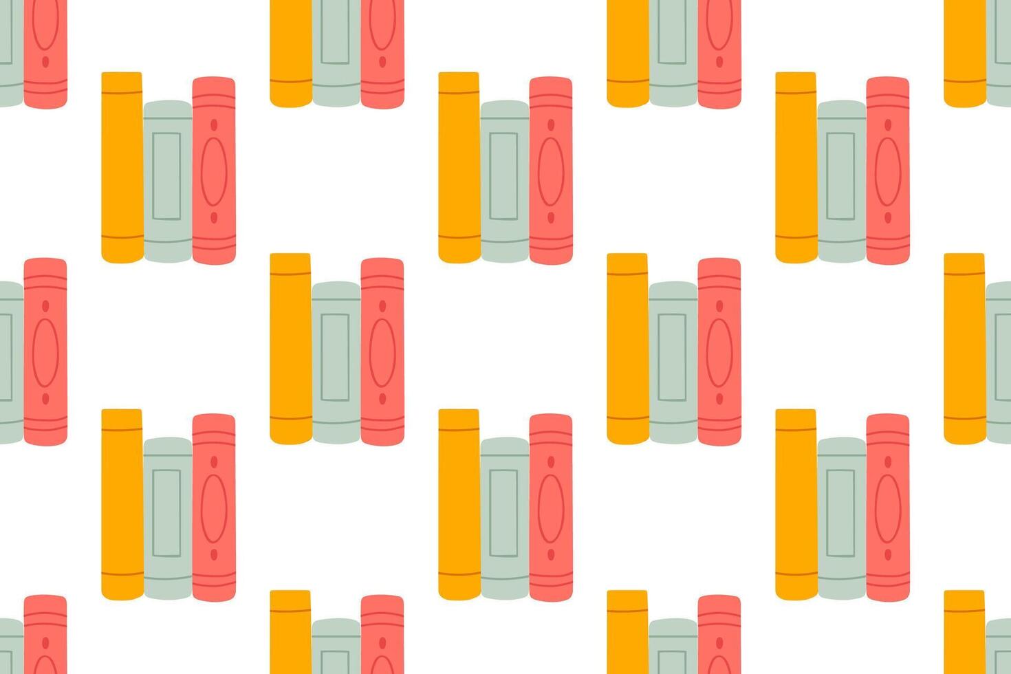 Vertical multicolored books with spines visible in modern seamless repeat vector