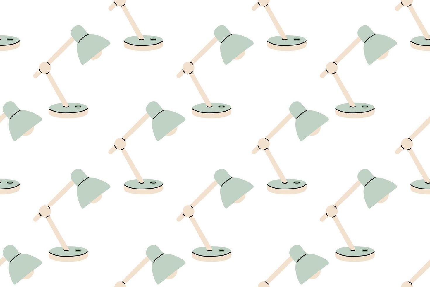 Seamless pattern with desk lamps on white background, great for home office, reading space, or productivity visuals vector