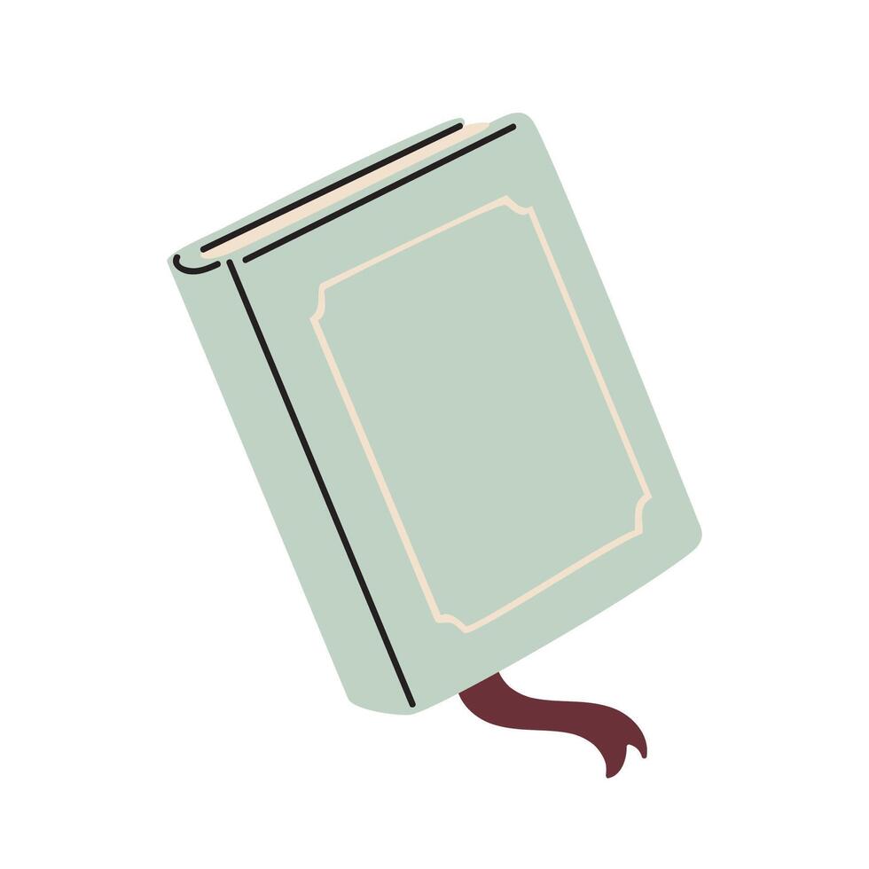 Single closed green book with bookmark ribbon sticking out vector