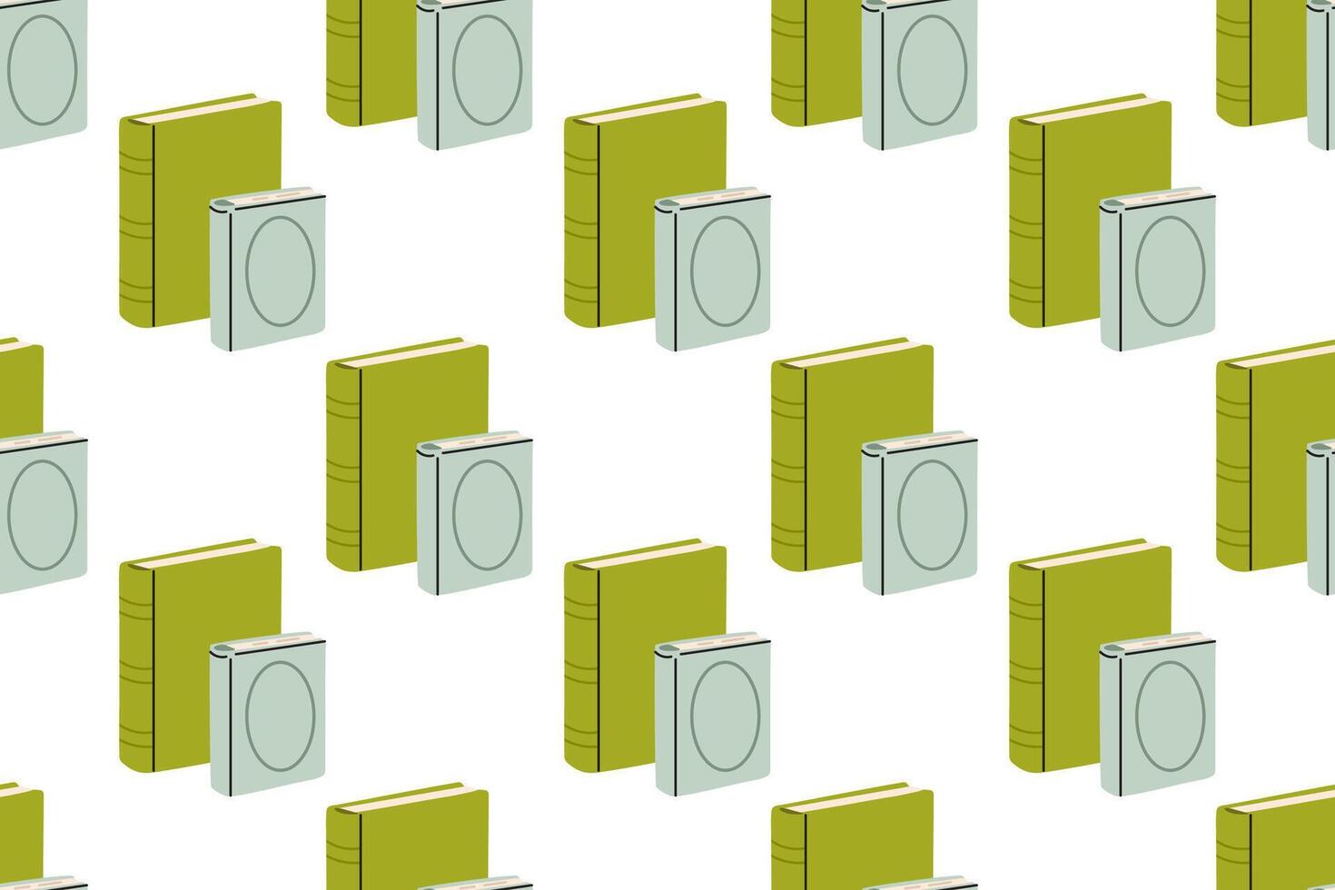 Seamless background of light green hardcover books with rounded spines vector