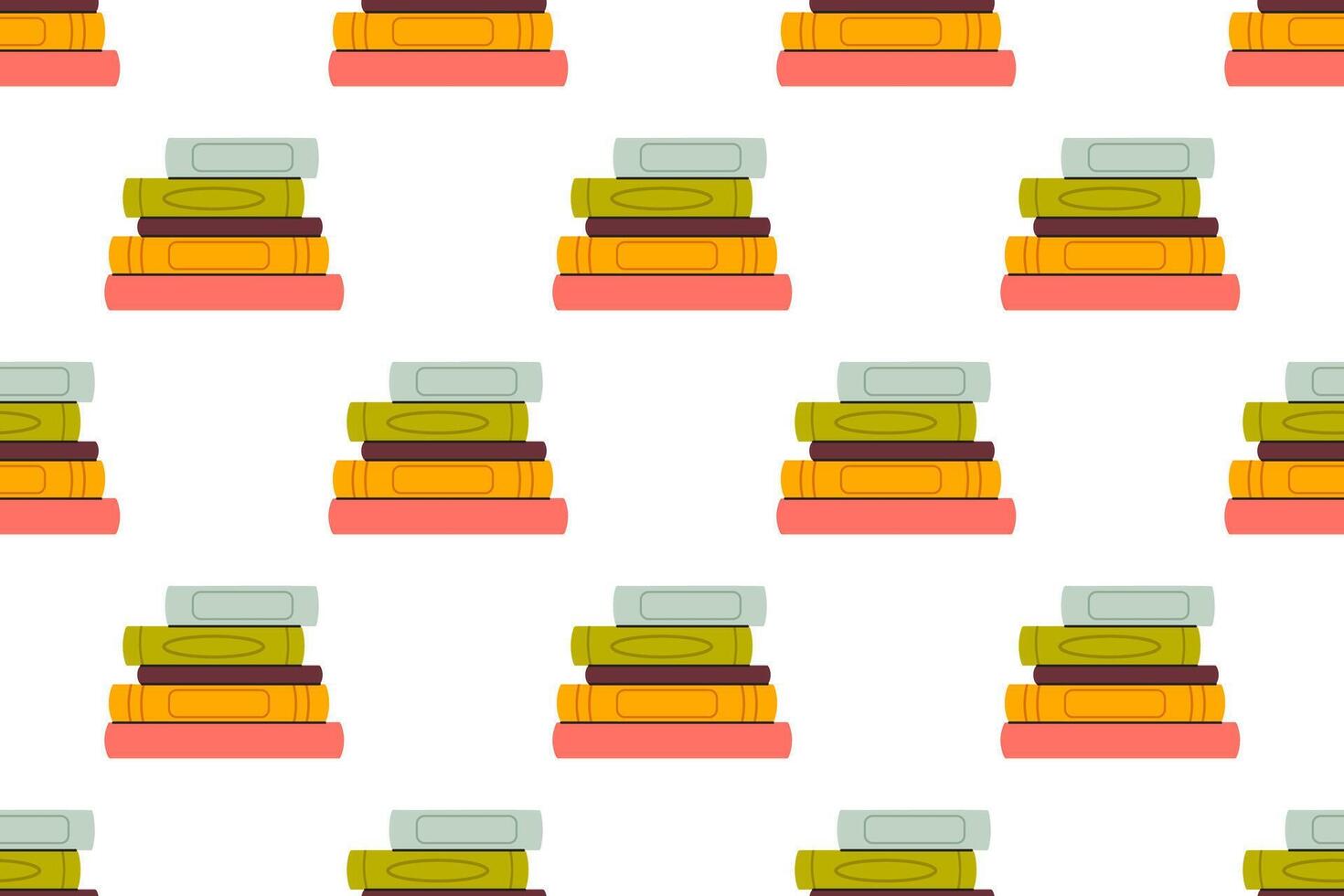 Seamless educational background with stacks of green, red and yellow books vector