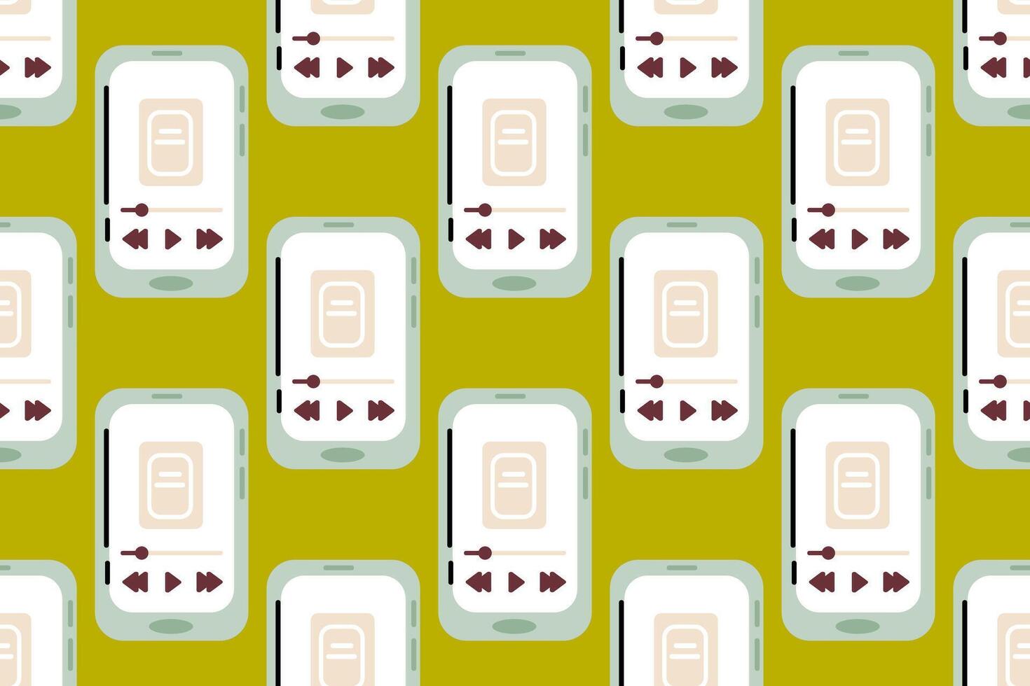 Seamless pattern with e-book readers on olive green background, great for digital reading, education, and tech-related visuals vector