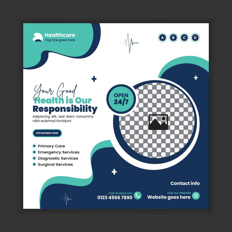 Online Health Service Social Media Post and Banner Design vector
