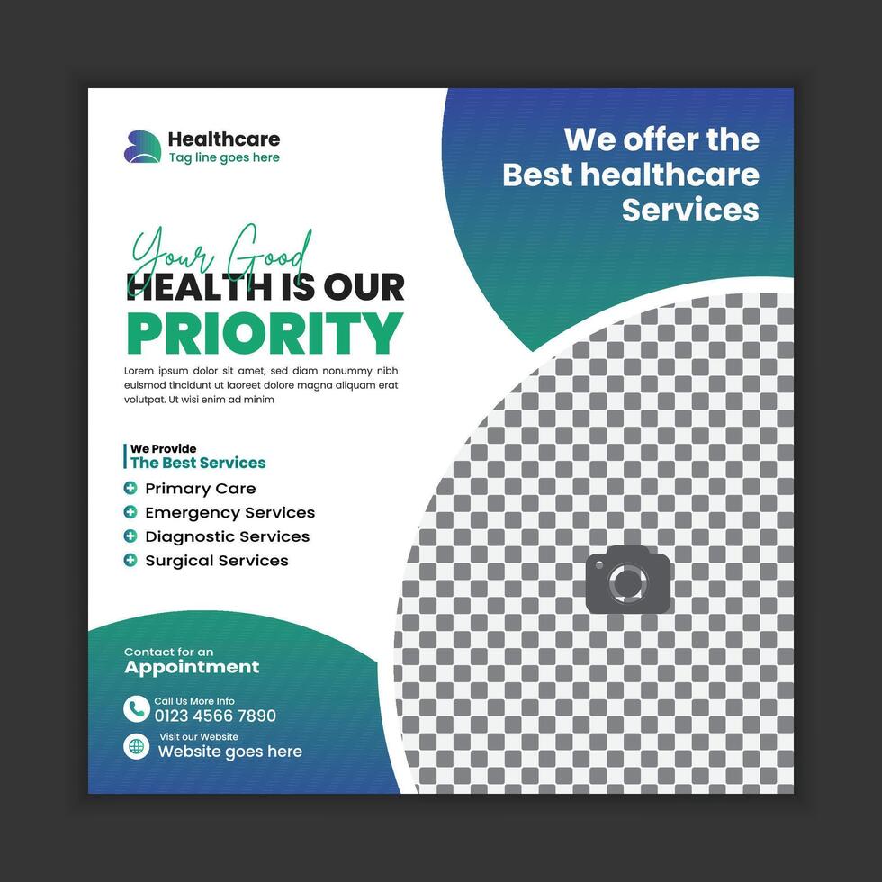 Doctor Services Web Banner and Social Media Post Template vector