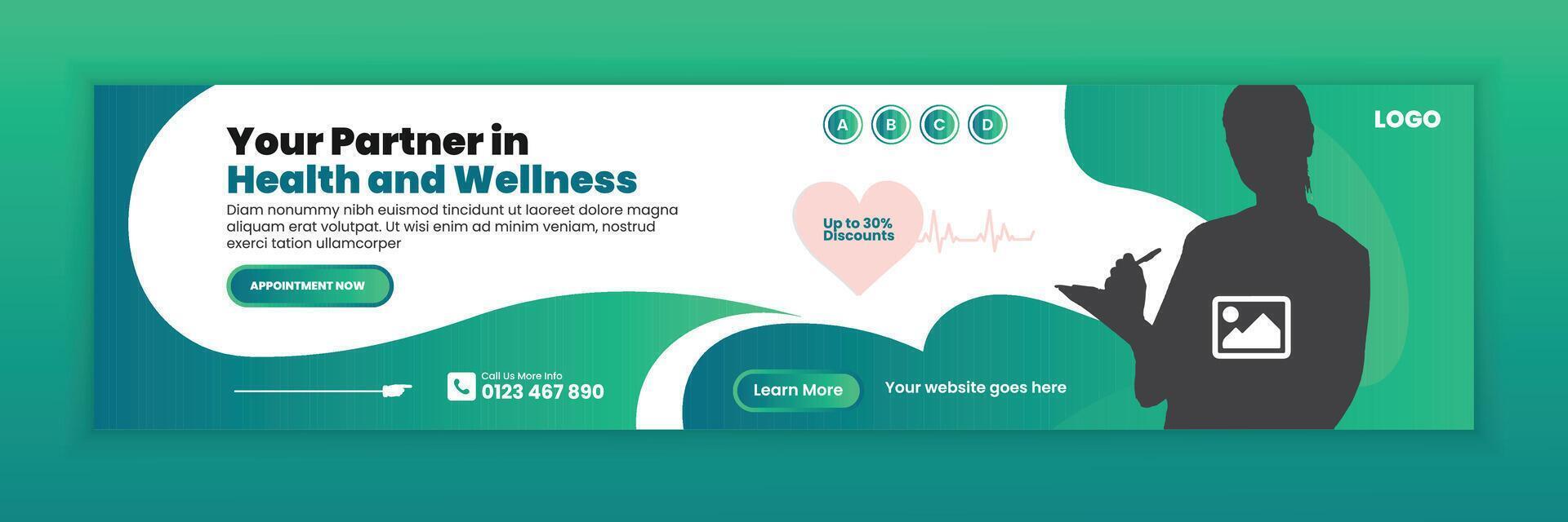 Medical Promotion Web Banner and LinkedIn Cover Template vector