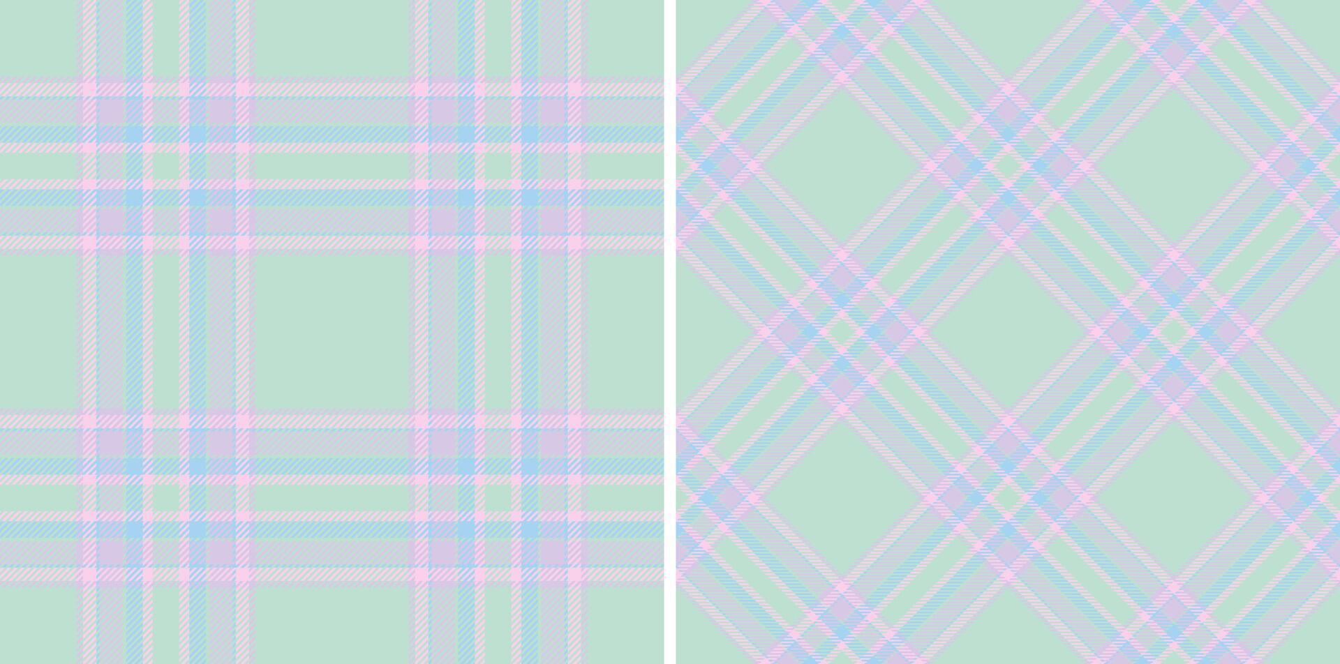 Soft pastel plaid patterns in two orientations offer a gentle, classic feel. Perfect for backgrounds, textiles, or spring designs with a light, airy vibe. vector