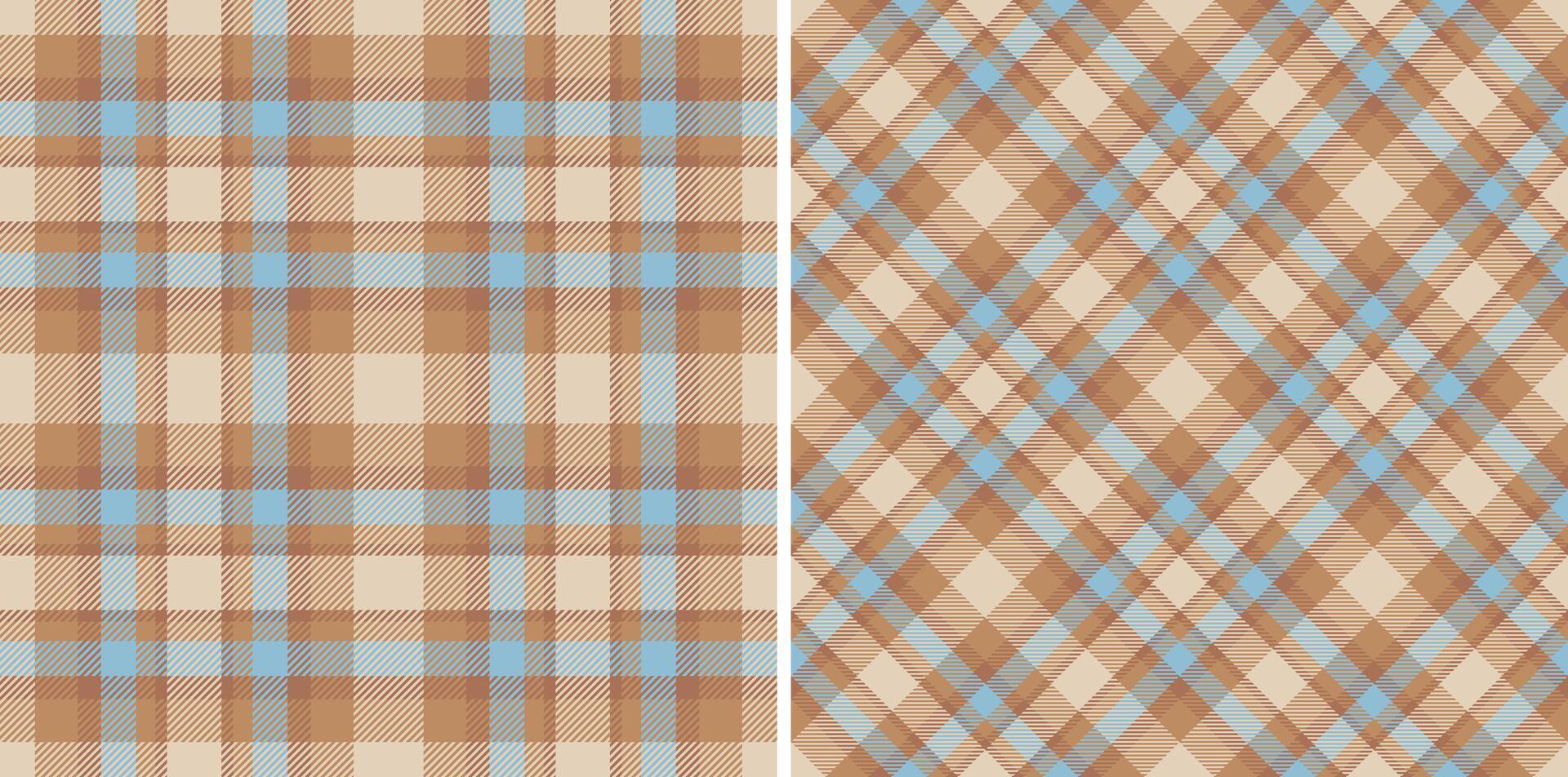 Two elegant plaid patterns in beige and light blue. Perfect for textile design, fashion, home decor, or website backgrounds. vector