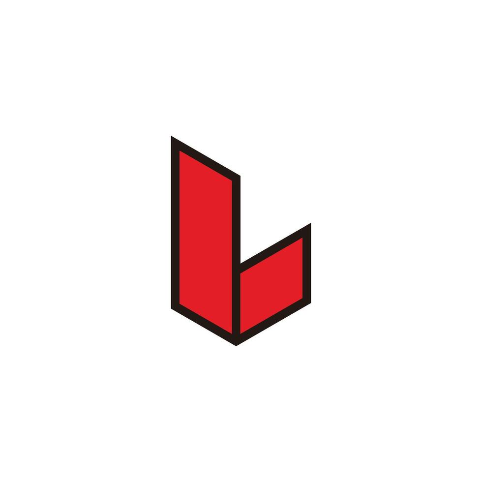 letters lv simple fold outline geometric logo vector