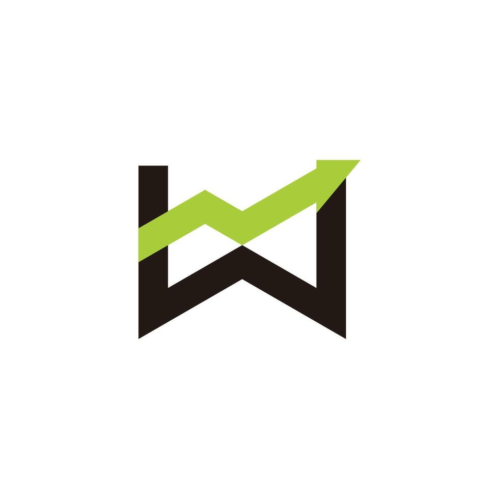 letter w arrow up chart green simple work logo vector