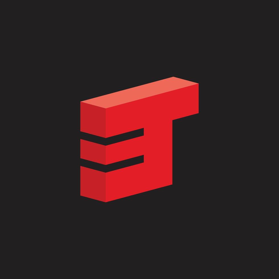 letter t 3d motion run simple gradient logo vector