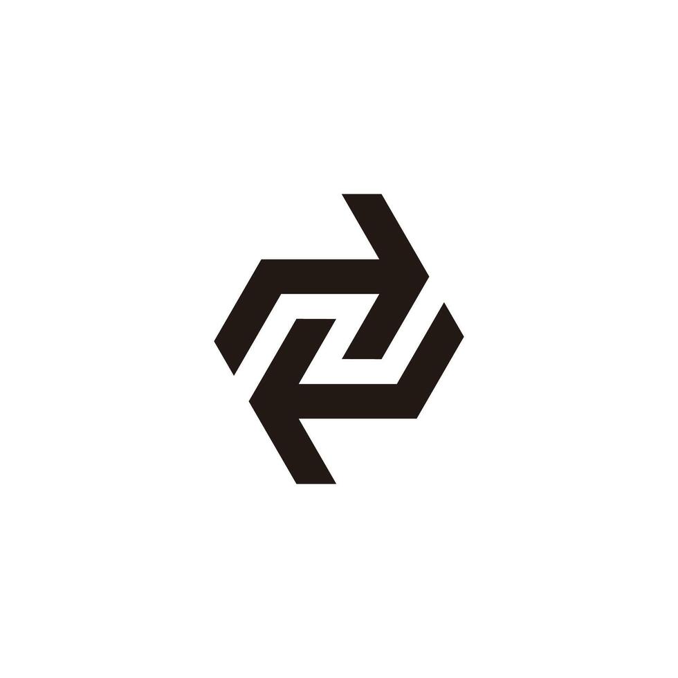letter n negative space rotate arrow geometric logo vector
