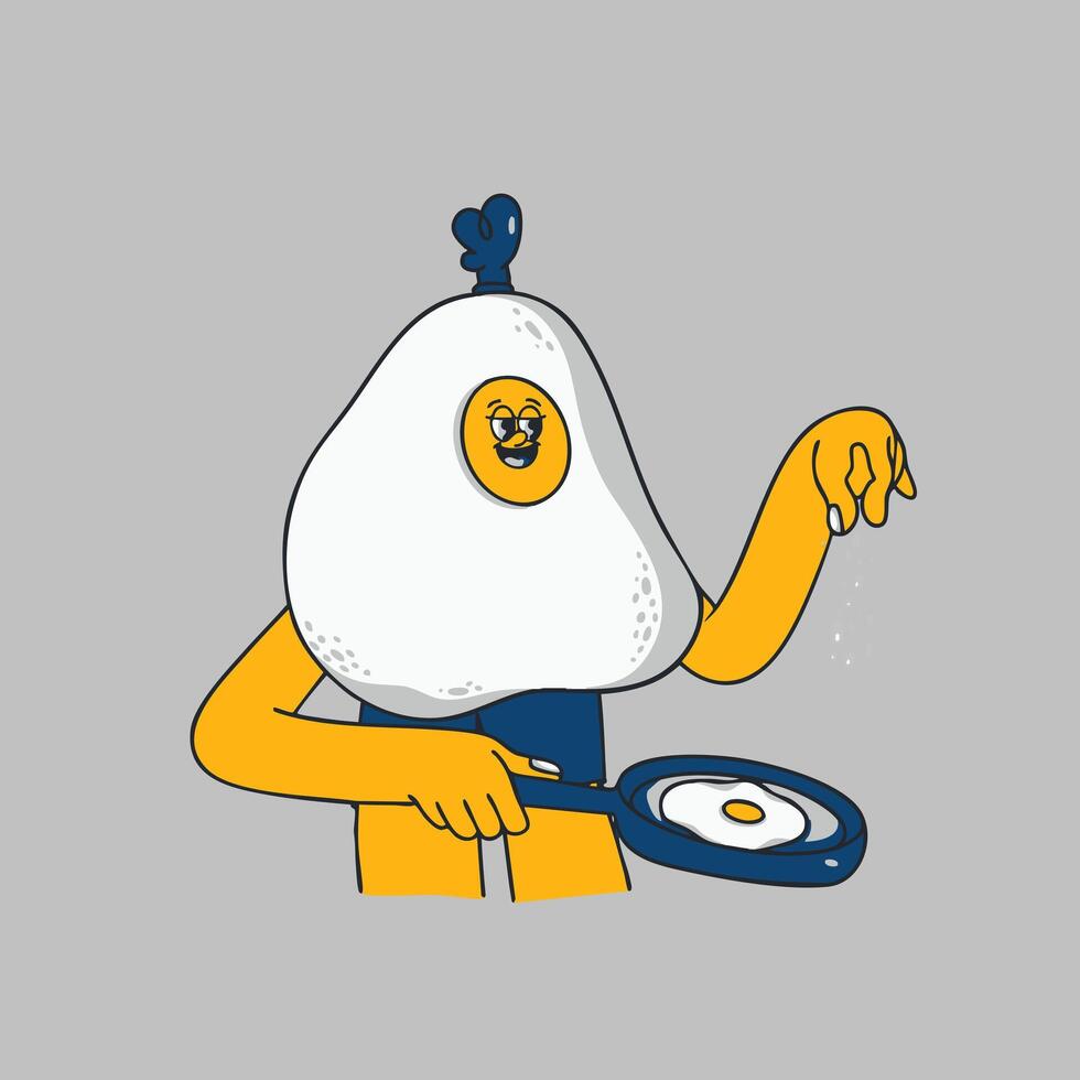 Funny Egg Chef Cooking Breakfast vector
