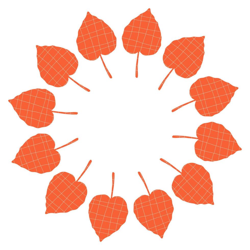 Autumn leaves circle frame. vector