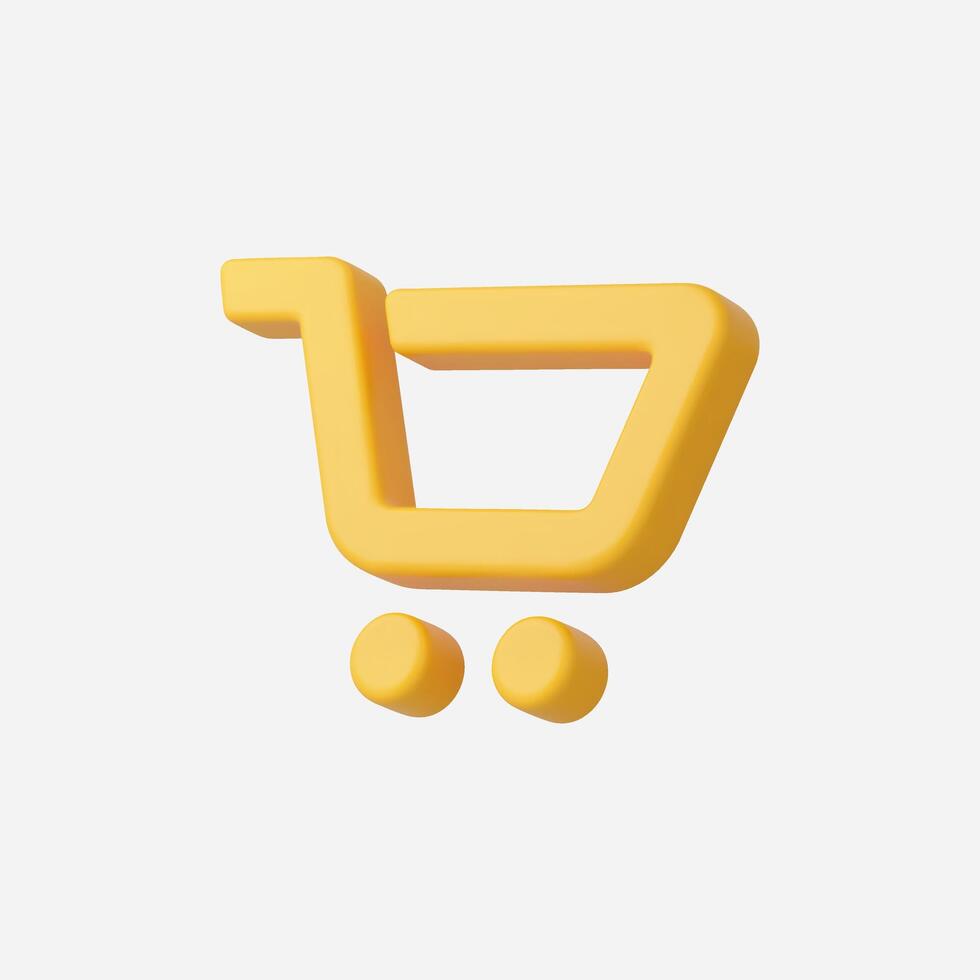 Stylized yellow shopping cart icon on a clean background. vector
