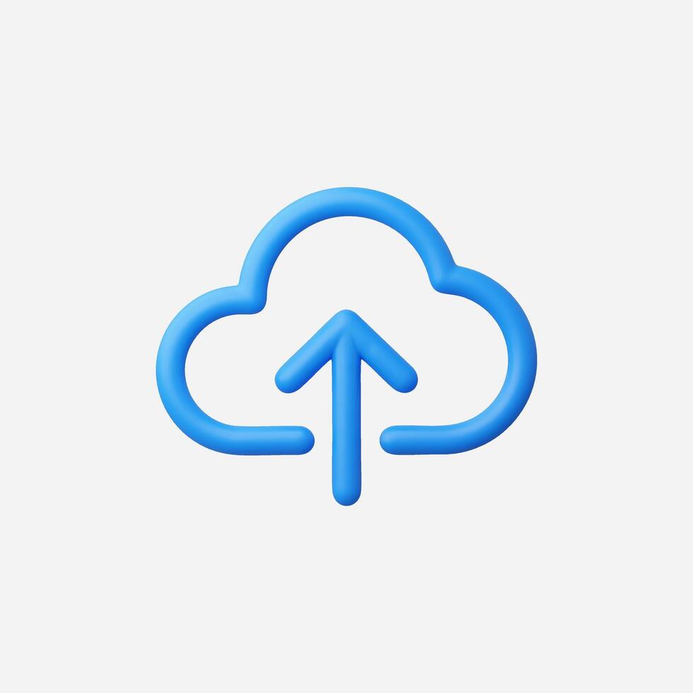 A blue cloud icon with an upward arrow representing data upload. vector