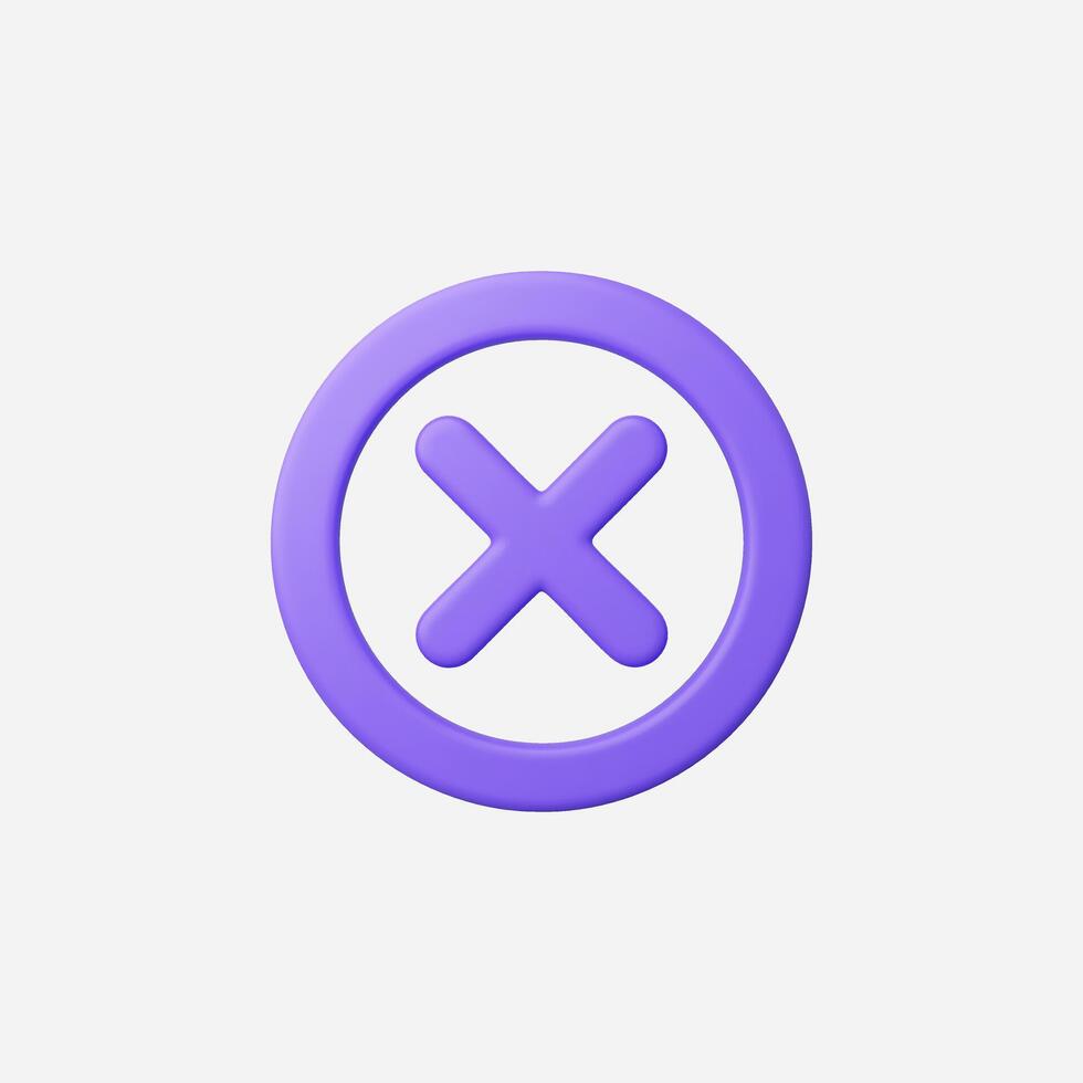 Minimal purple cancel icon on a clean background. vector