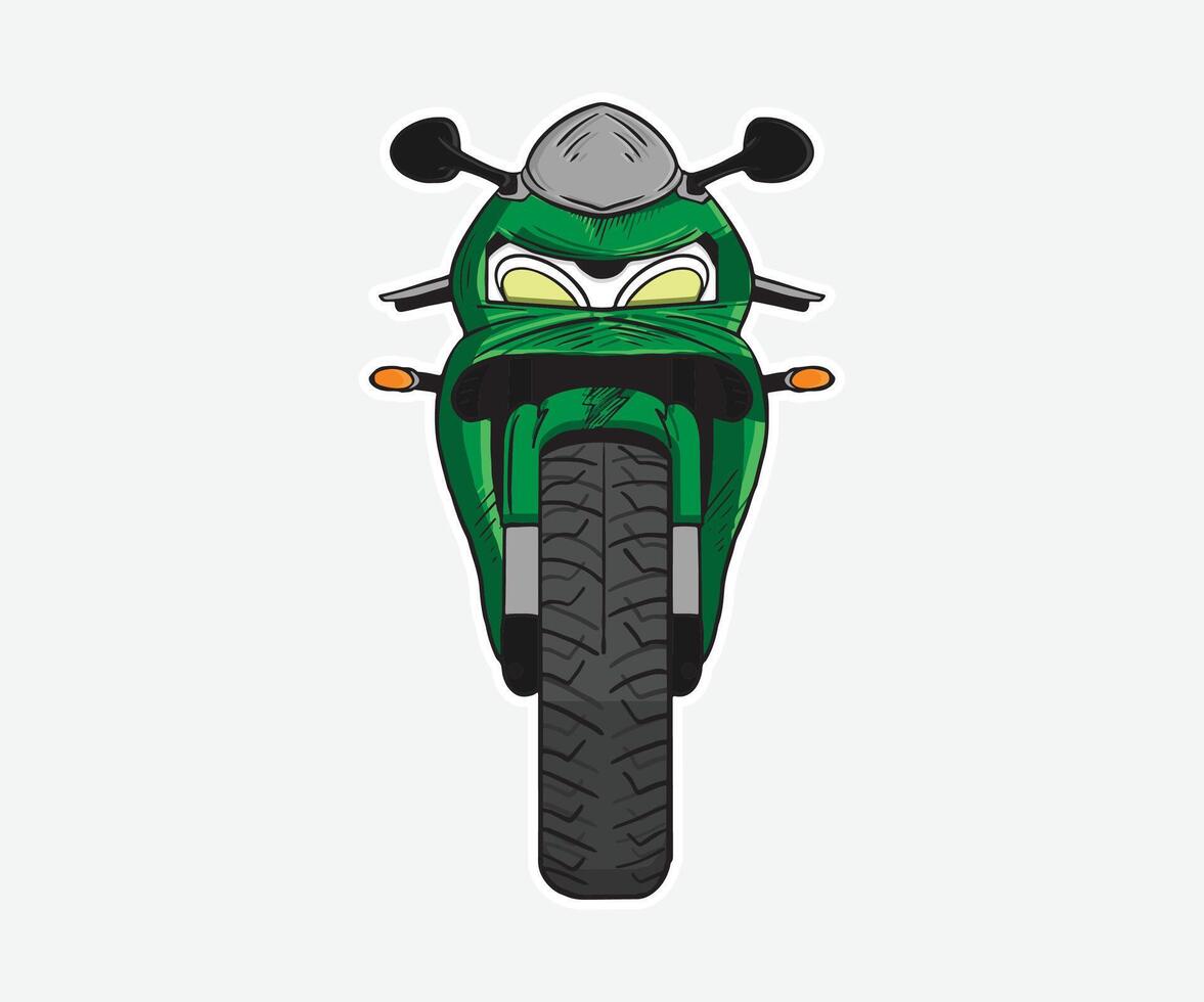 A green motorcycle is shown on a white background vector