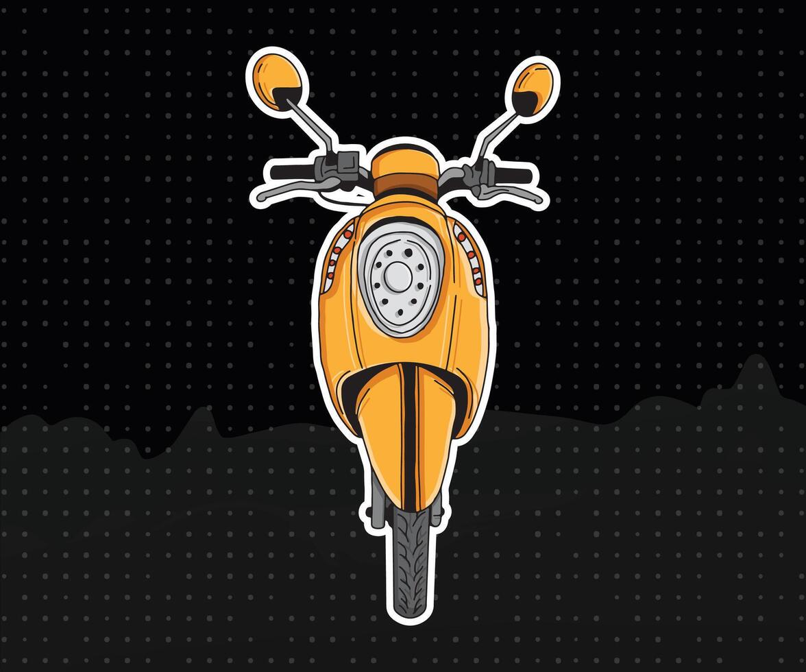 An orange scooter on a black background vector