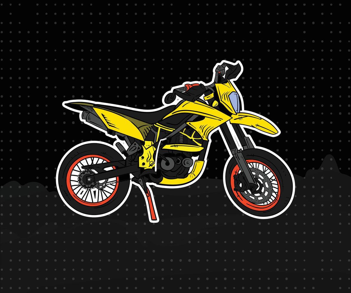 A yellow motorcycle on a black background vector