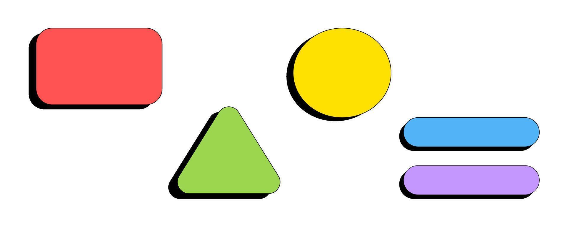 Colorful geometric shapes with shadows on white background. vector