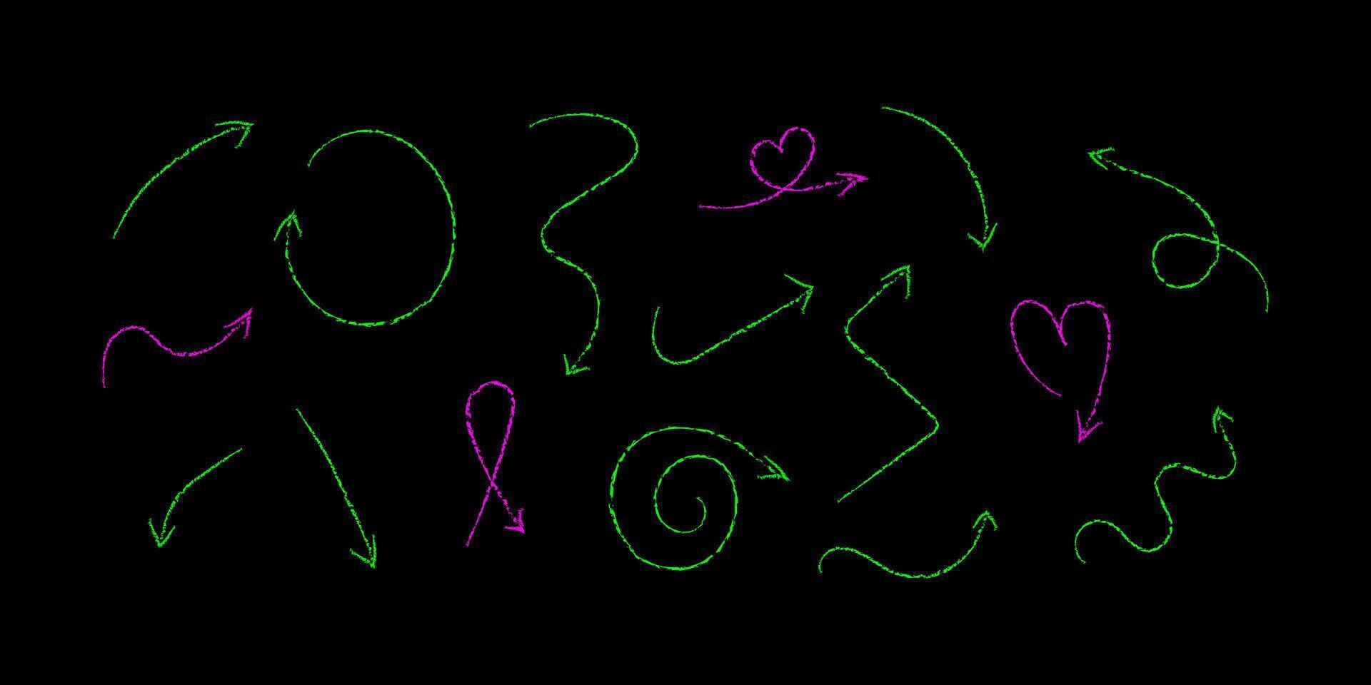 Creative chalk arrows and heart shapes on black background for design projects. vector