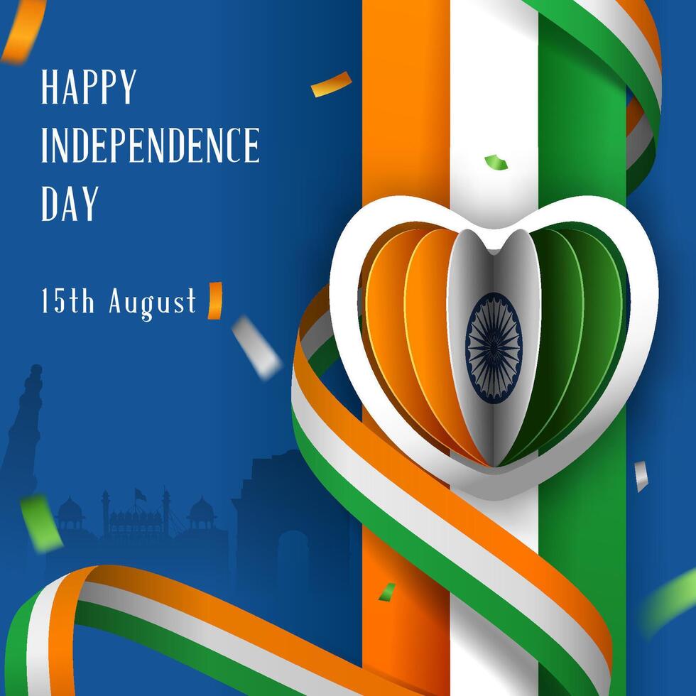 Independence Day celebration with heart symbol vector