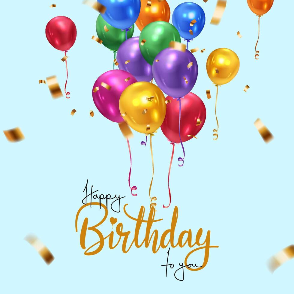 Colorful birthday balloons and confetti vector