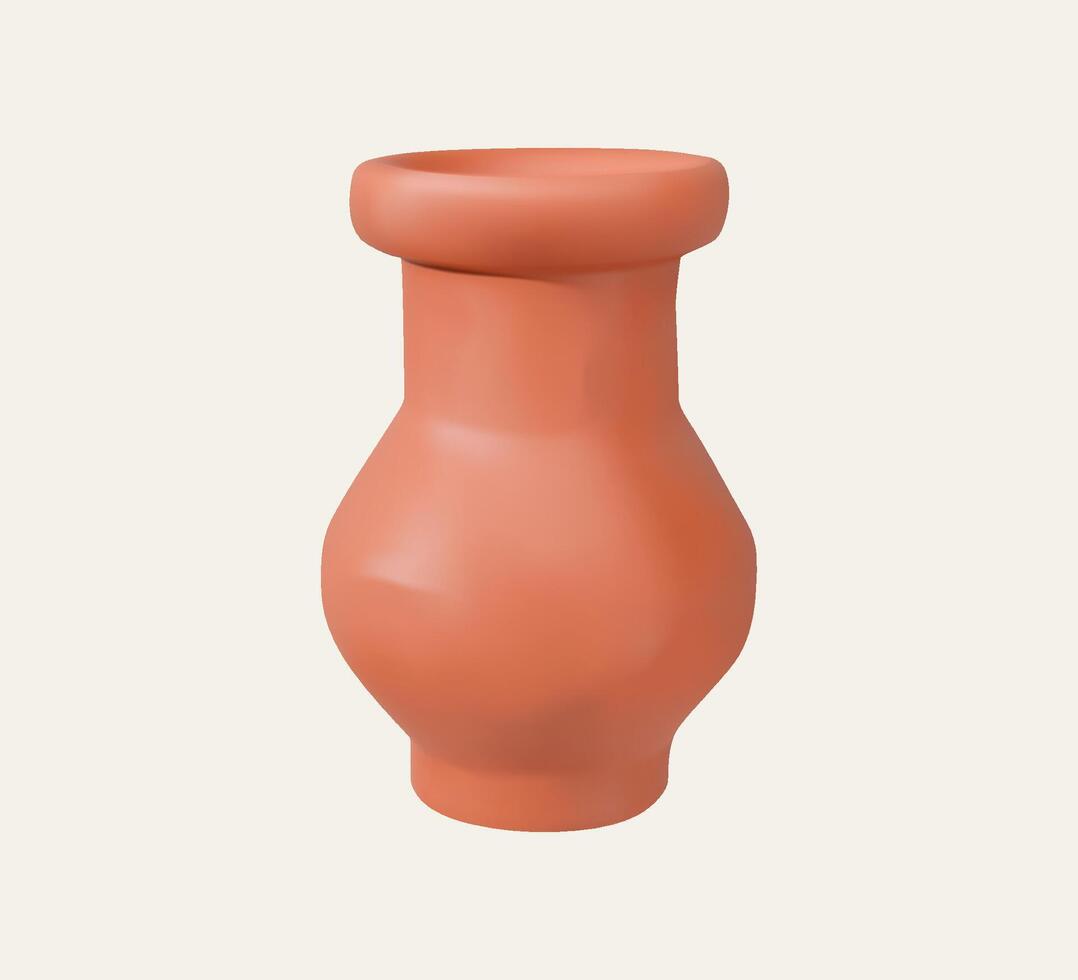 3D Clay Pot Isolated on Light Background vector
