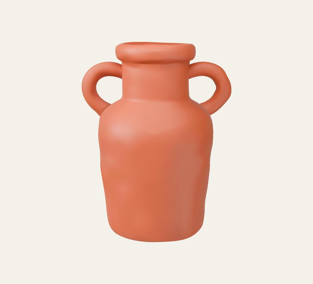 Terracotta vase with two handles vector