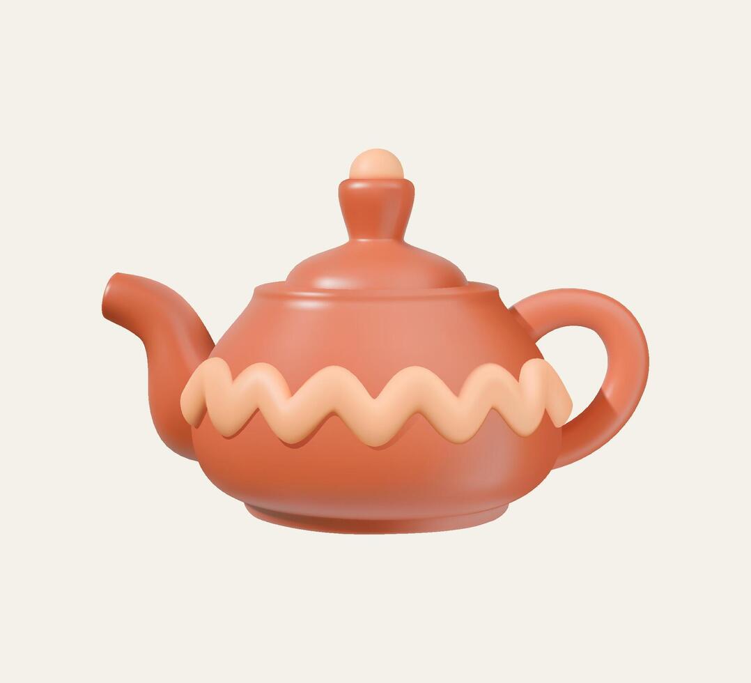 decorative brown teapot vector