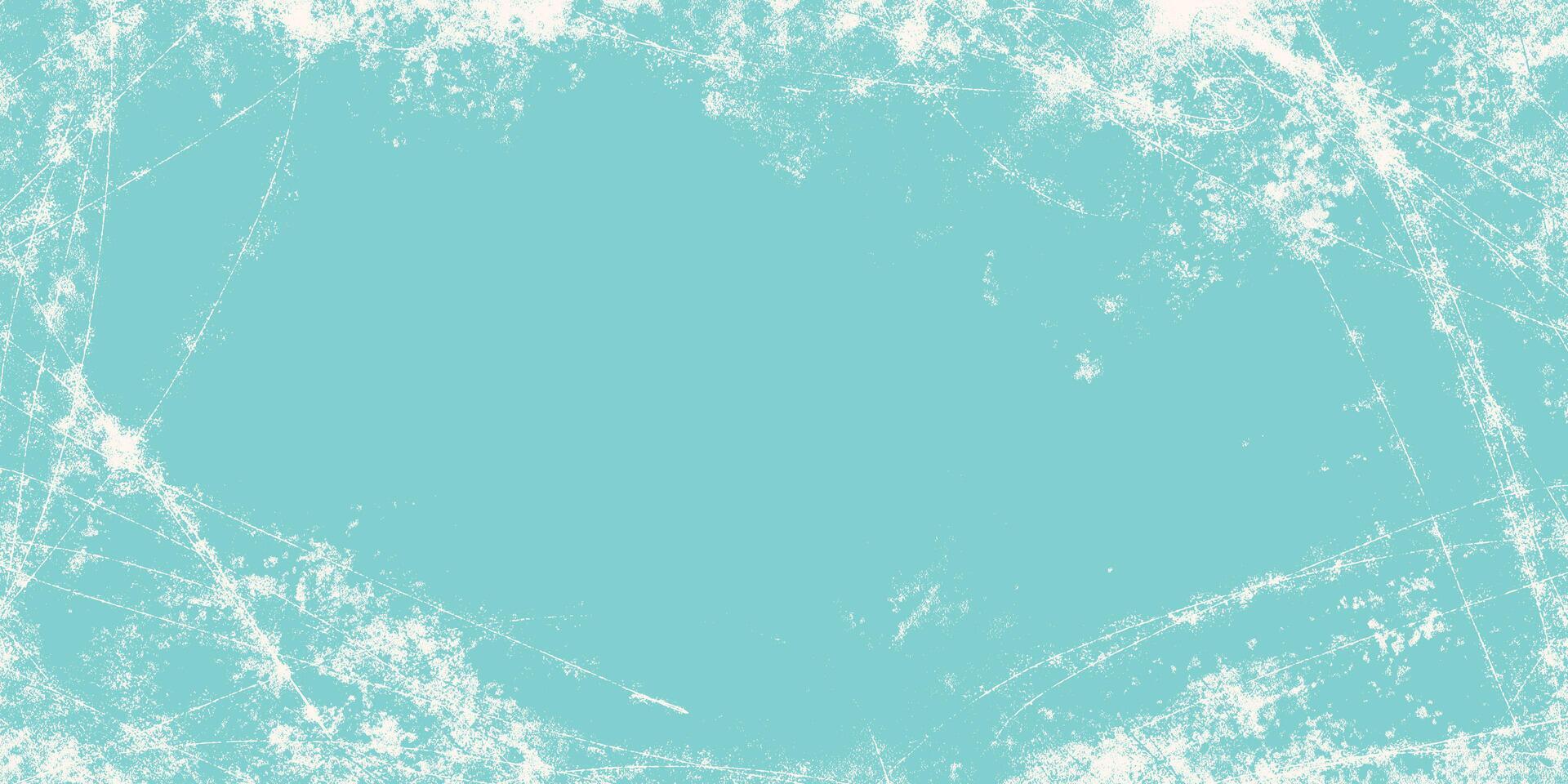Abstract Grunge Textured Winter Frame in Icy Blue Tones. Vintage ice skating backdrop with scratch marks and torn edges perfect for cards, web, print vector