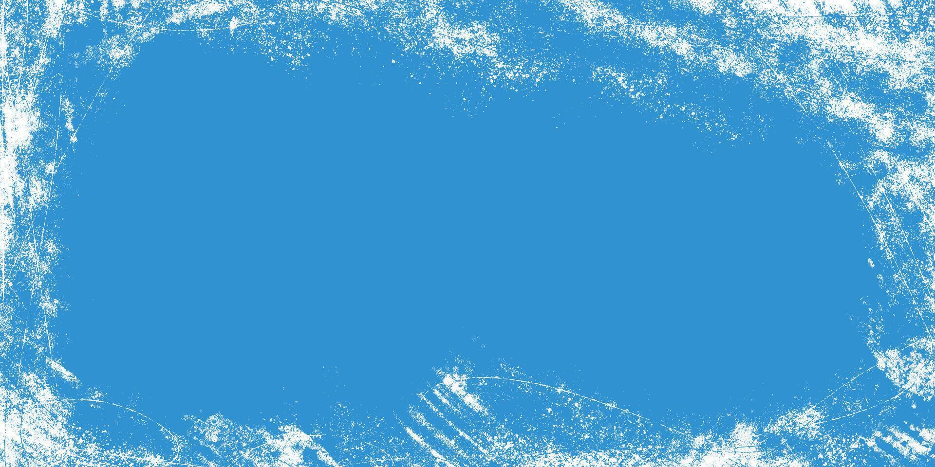 Abstract Grunge Textured Winter Frame in Snowey Blue Tones. Vintage ice skating backdrop with scratch marks and torn edges perfect for cards, web, print, covers vector