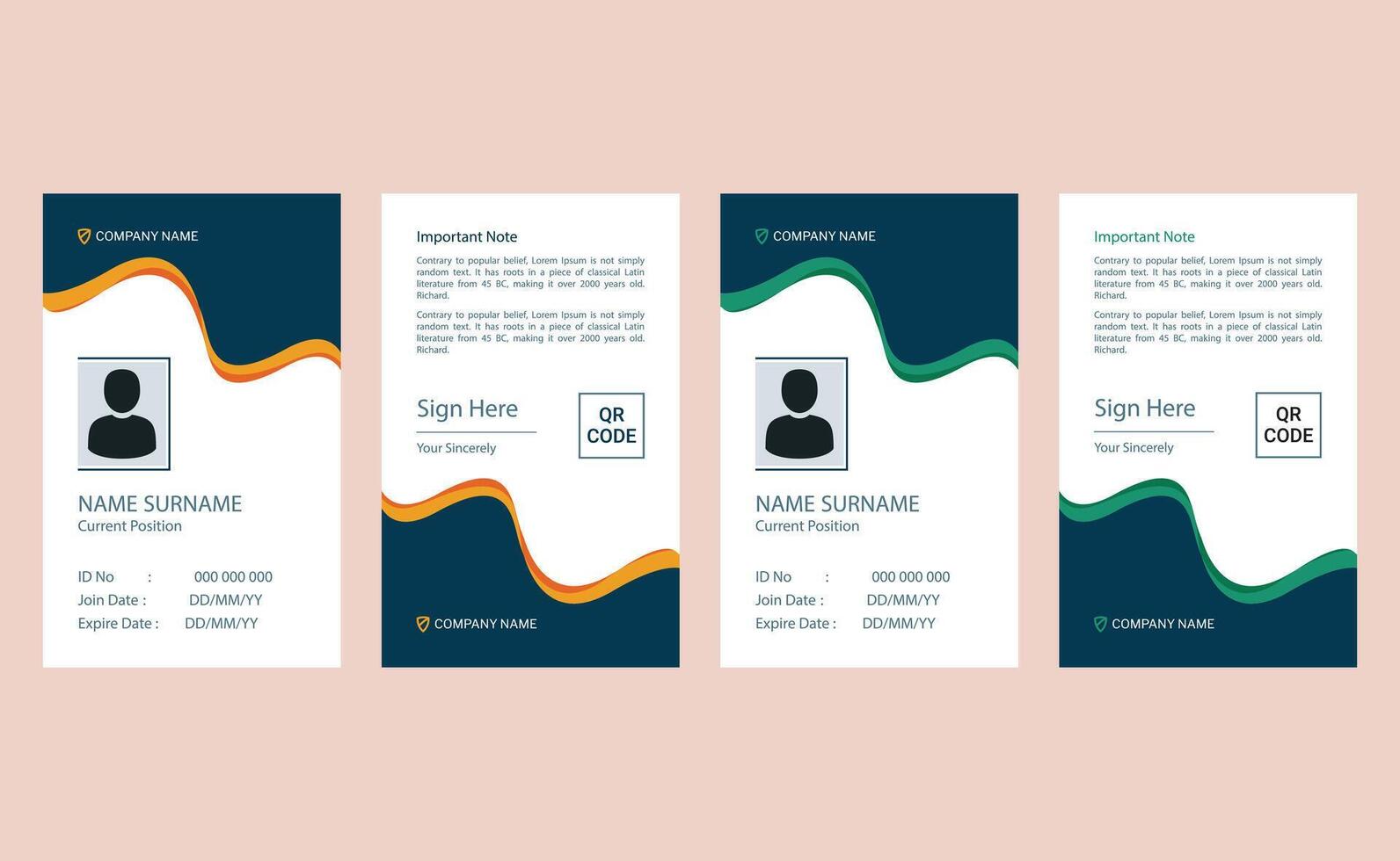 Editable clean modern creative corporate company business professional office employee identity id card design template. vector