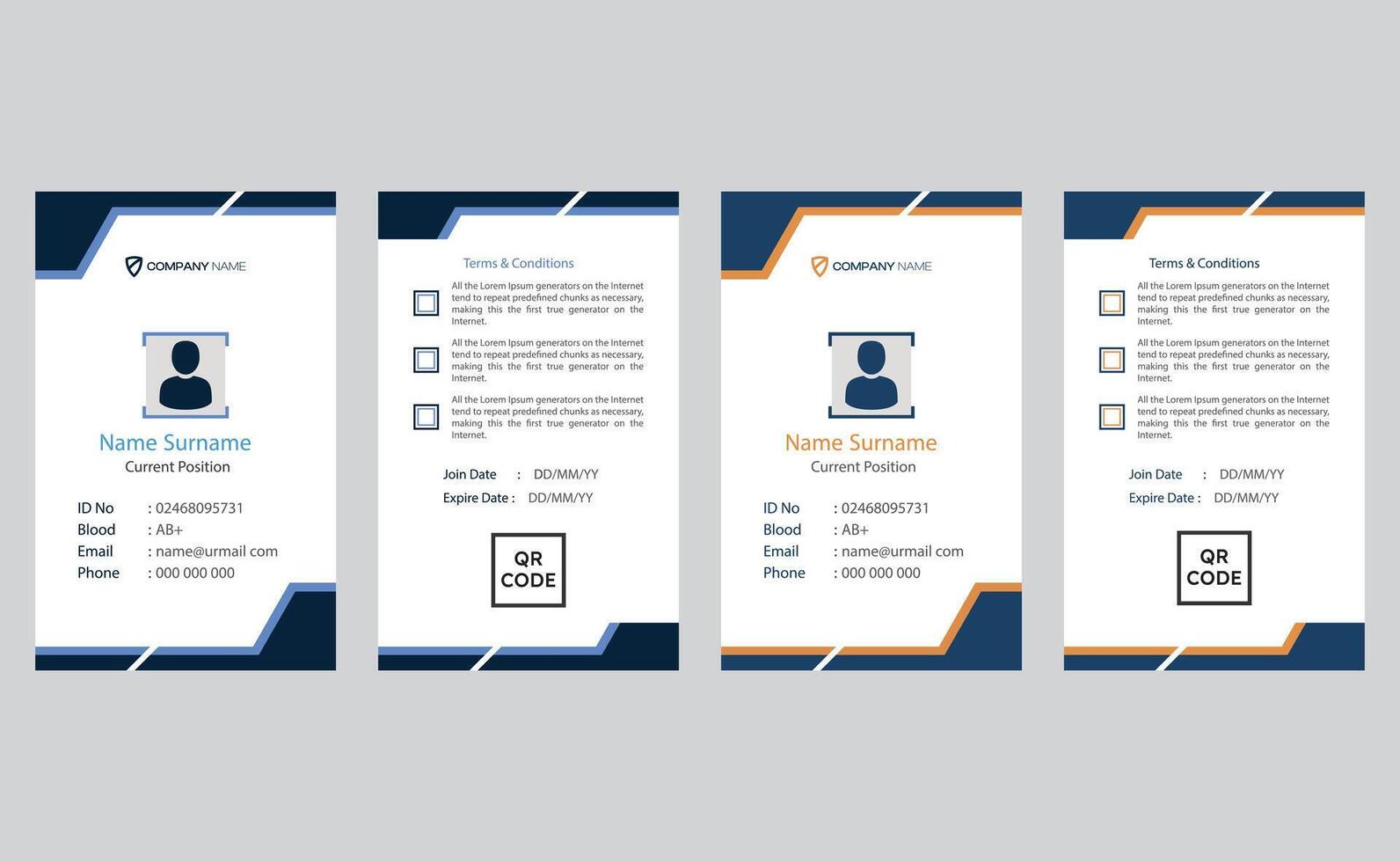 Abstract clean creative editable elegant minimal corporate modern company professional business employee office id card design template. vector